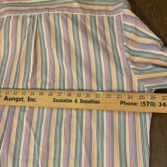Peter Millar Mens Extra Large Multicolor Striped Cotton Button-Up Shirt - Picture 5 of 6